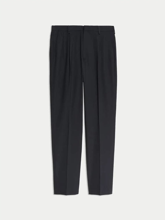 AUTOGRAPH Tailored Fit 360 Flex Pleated Trousers- Navy
