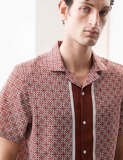 AUTOGRAPH Geometric Print Shirt- Amber Mix