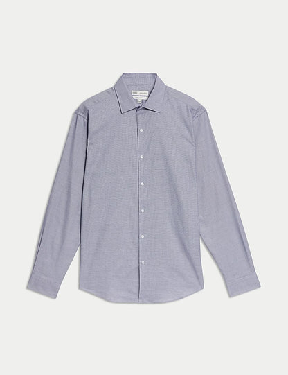 Regular Fit Easy Iron Pure Cotton Textured Shirt