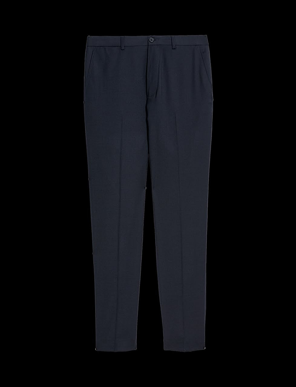 M&S Slim Fit Wool Blend Trousers-Navy