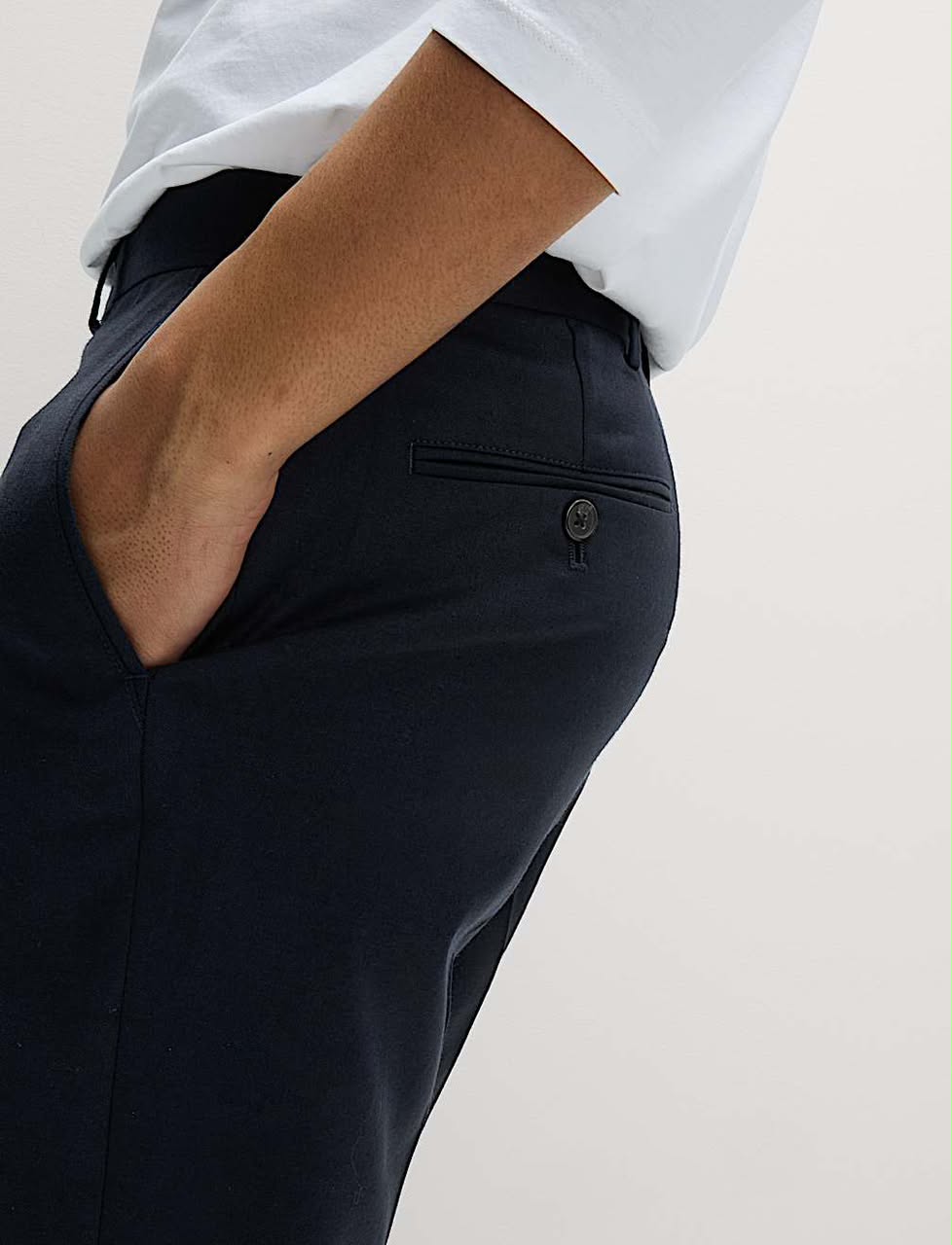 M&S Slim Fit Wool Blend Trousers-Navy