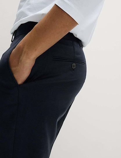 M&S Slim Fit Wool Blend Trousers-Navy