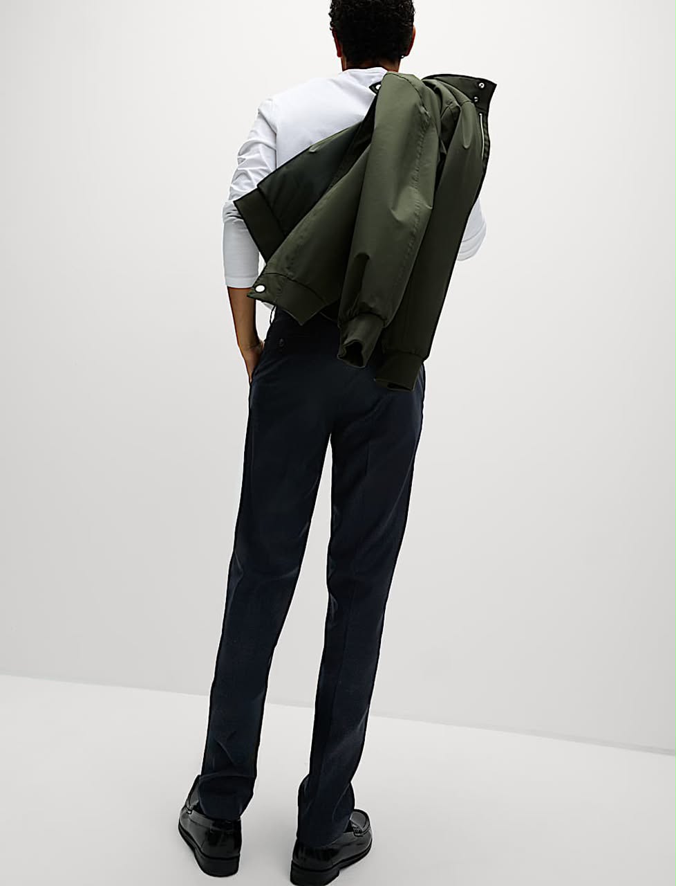 M&S Slim Fit Wool Blend Trousers-Navy
