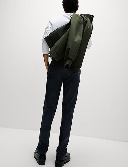 M&S Slim Fit Wool Blend Trousers-Navy