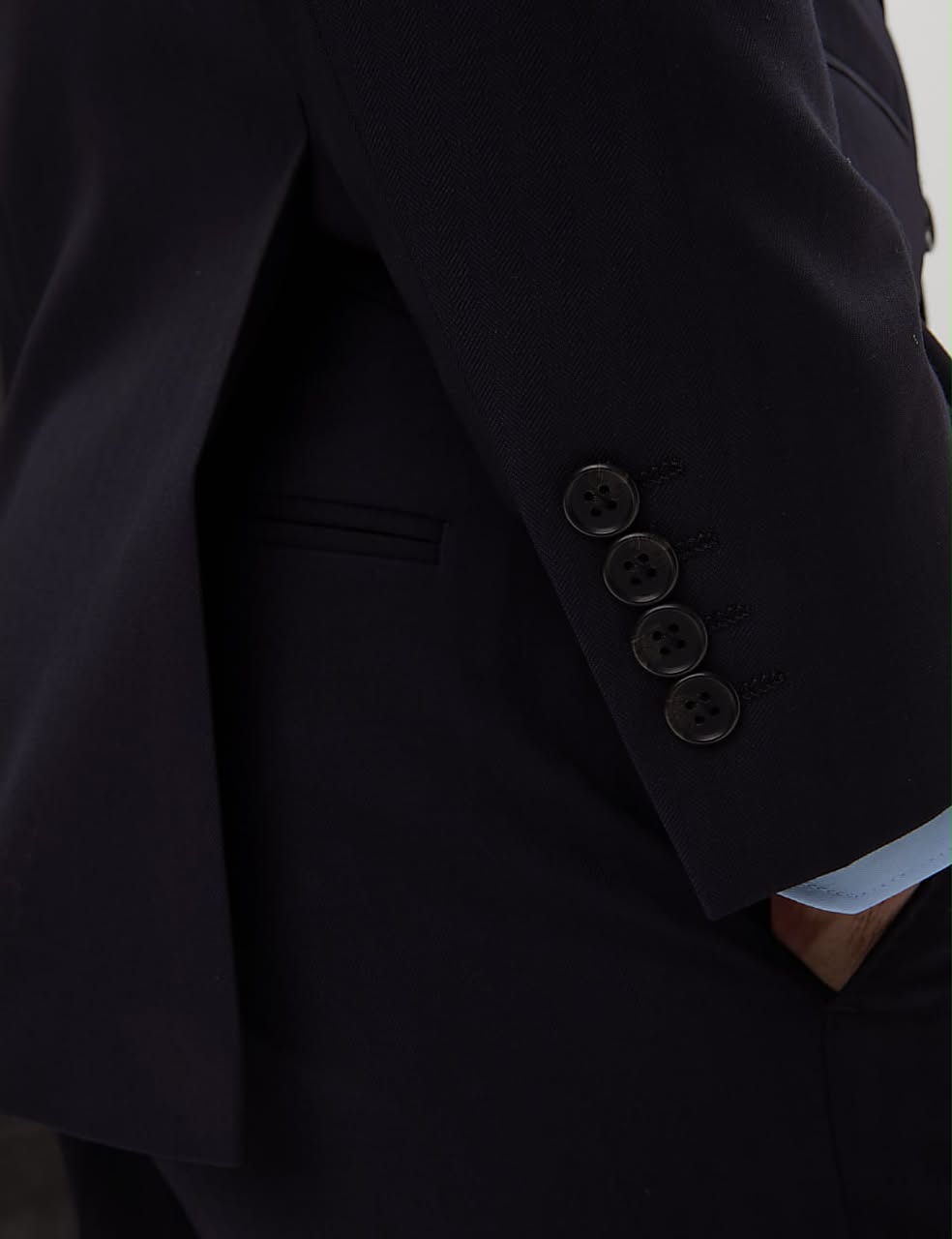 M&S SARTORIAL Slim Fit Pure Wool Herringbone Suit Jacket- Navy