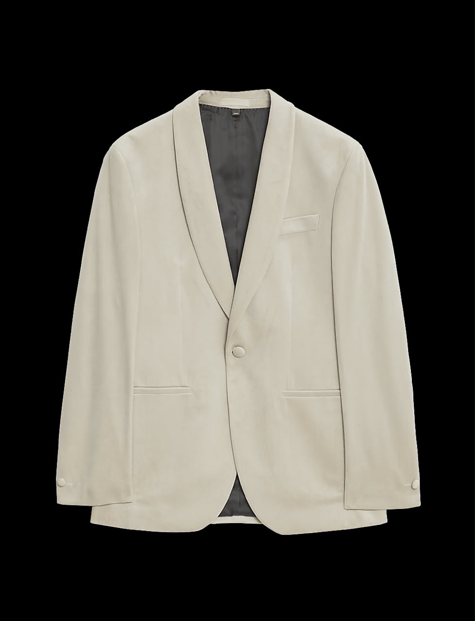 M&S Slim Fit Velvet Jacket- Neutral
