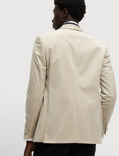 M&S Slim Fit Velvet Jacket- Neutral