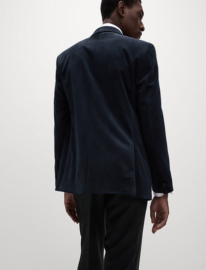 M&S Slim Fit Velvet Tuxedo Jacket- Dark Navy