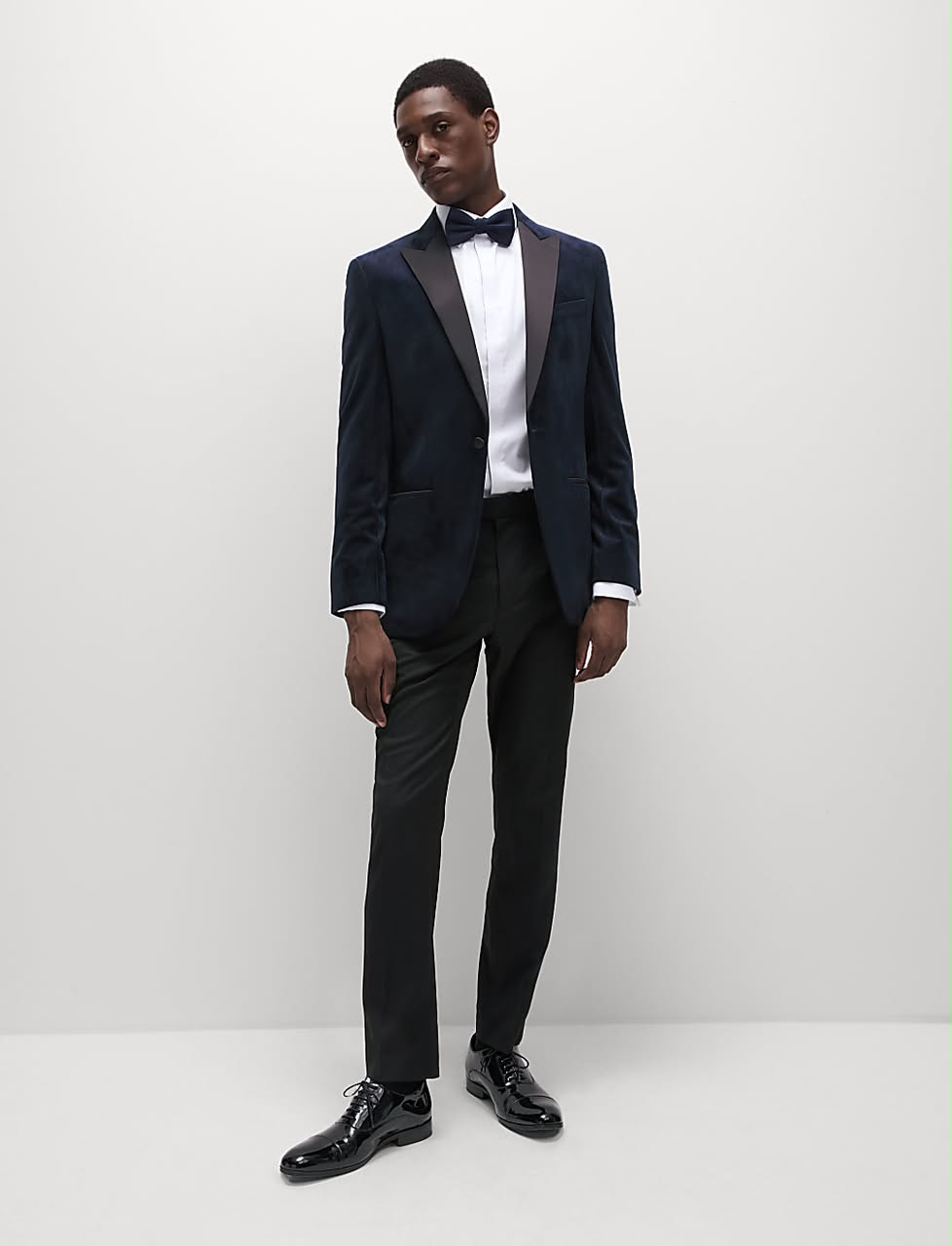 M&S Slim Fit Velvet Tuxedo Jacket- Dark Navy