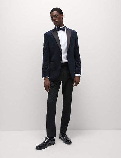 M&S Slim Fit Velvet Tuxedo Jacket- Dark Navy