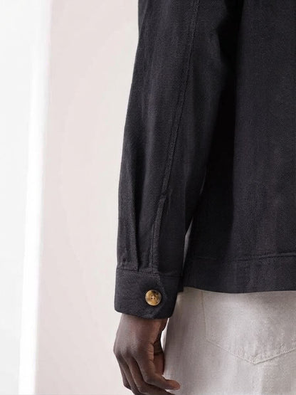 Autograph Cotton Linen Blend Shirt- Black