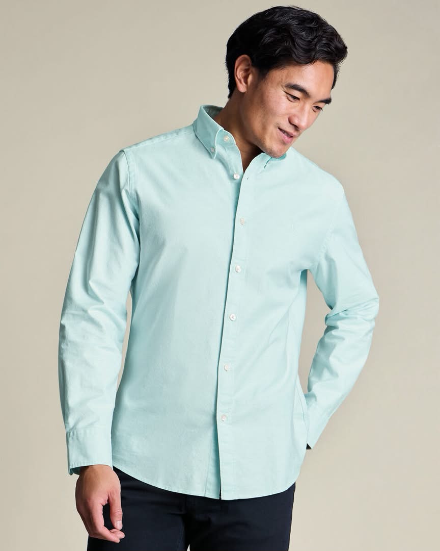 Button-Down Stretch Washed Oxford Slim Fit Shirt – Aqua