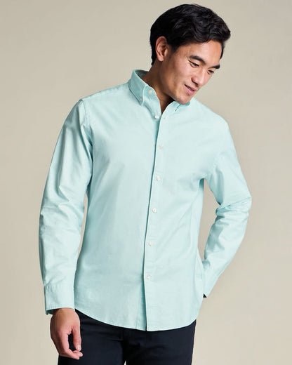 Button-Down Stretch Washed Oxford Slim Fit Shirt – Aqua