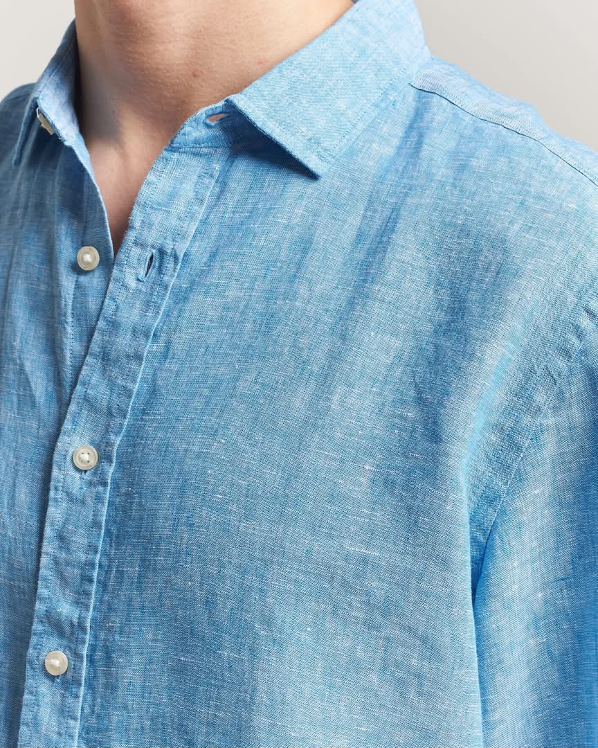 Pure Linen Slim Fit Shirt-Ocean Blue