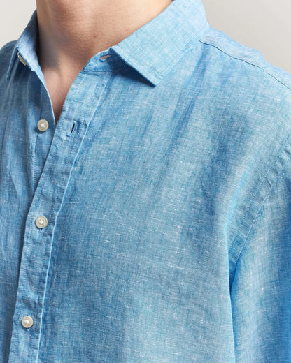 Pure Linen Slim Fit Shirt-Ocean Blue