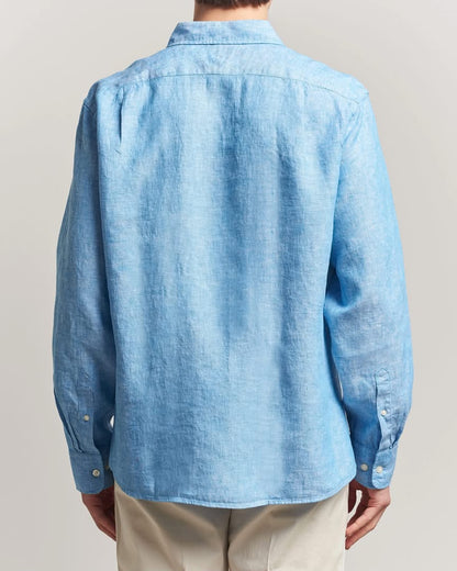 Pure Linen Slim Fit Shirt-Ocean Blue