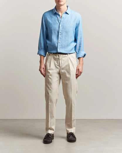Pure Linen Slim Fit Shirt-Ocean Blue