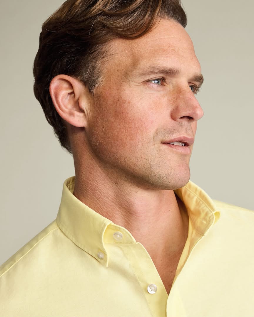 Button-Down Stretch Washed Oxford slim fit Shirt – Lemon Yellow