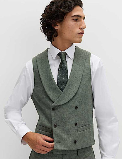 M&S 3 Piece Tailored Fit Italian Wool Rich Tweed Suit Set