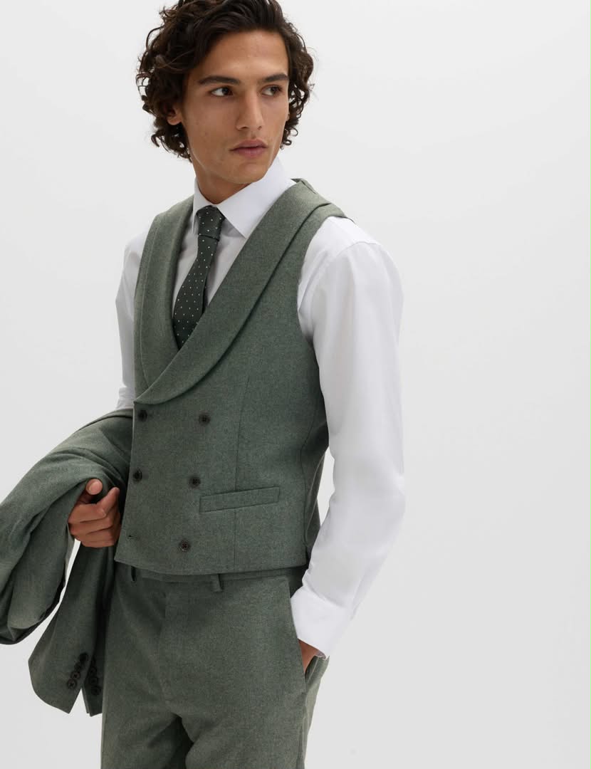 M&S Italian Wool Blend Double Breasted Waistcoat