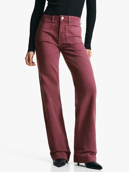 Bershka Wide Leg Jeans in Bordeaux