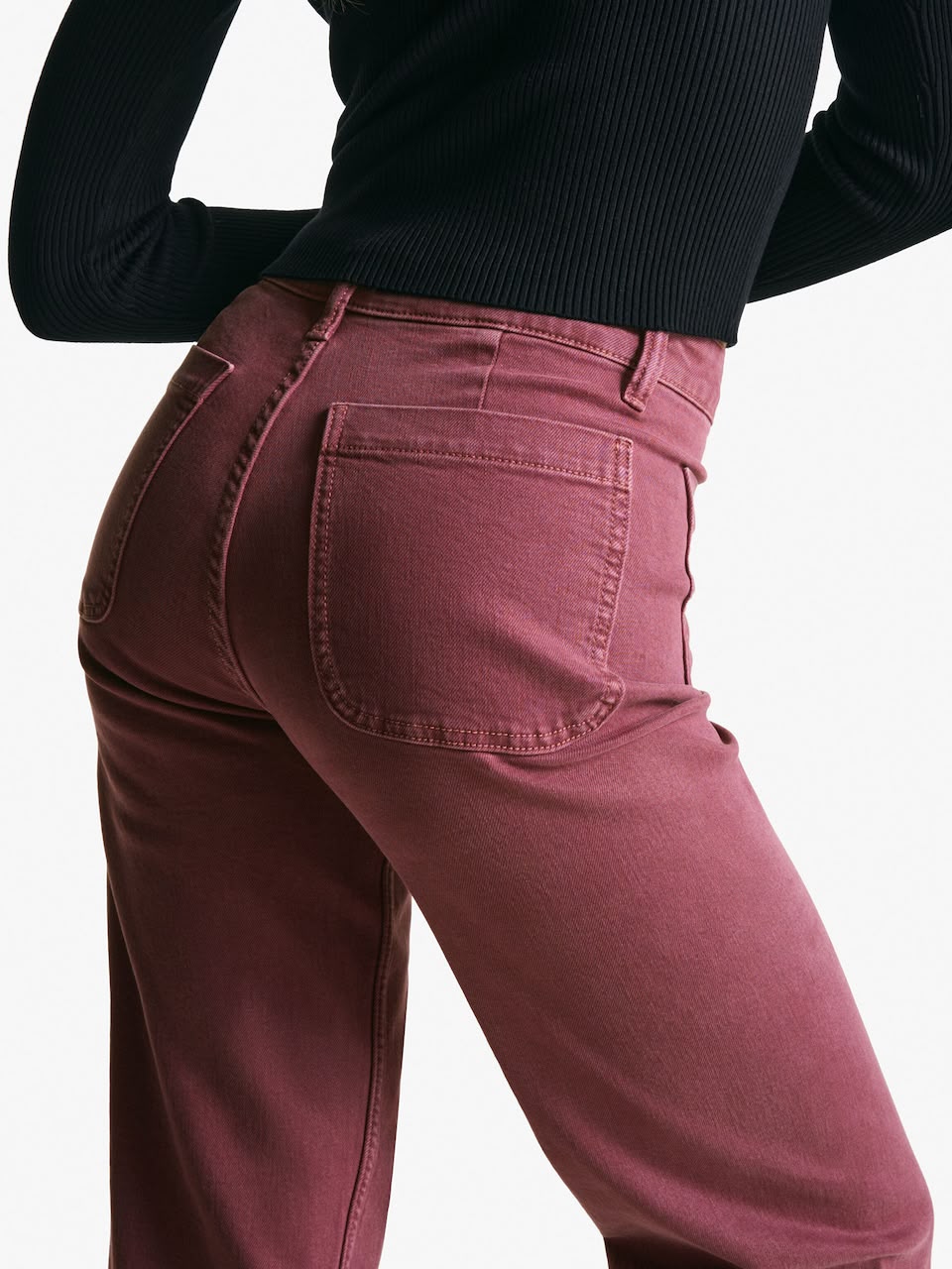 Bershka Wide Leg Jeans in Bordeaux