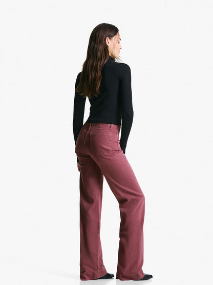 Bershka Wide Leg Jeans in Bordeaux