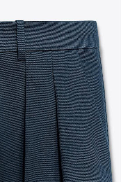 Zw Women's Dark Blue Trousers with Snaps