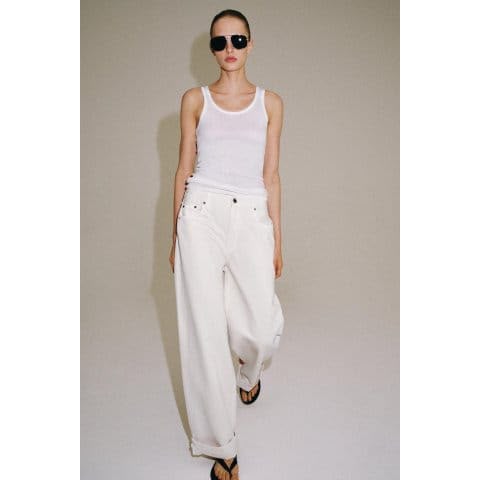 Zara White Barrel Jeans