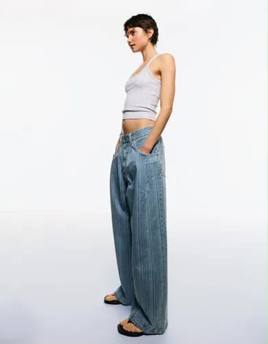 Bershka Striped Balloon Denim