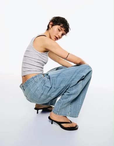 Bershka Striped Balloon Denim
