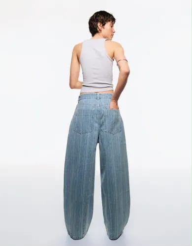 Bershka Striped Balloon Denim