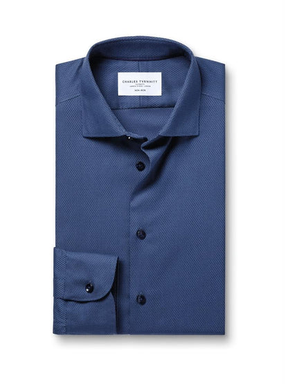 Non-Iron Stretch Texture Shirt - Royal Blue
