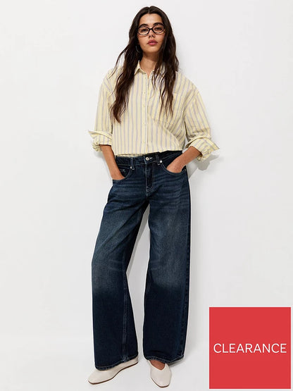Cotton Striped Oversized Shirt - Yellow