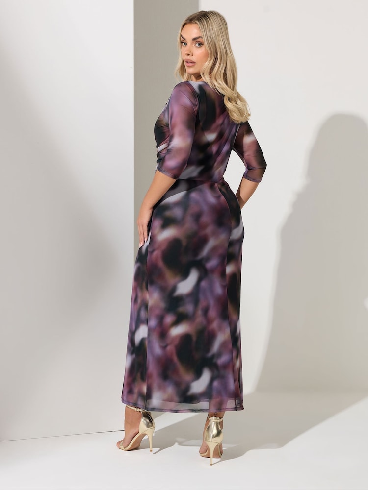 Your Curve Purple Blur Keyhole Mesh Dress
