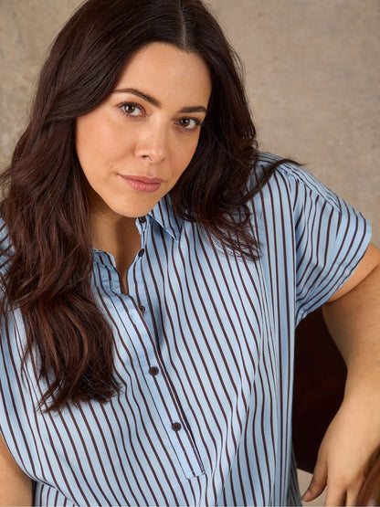 Blue Stripe Short Sleeve Shirts