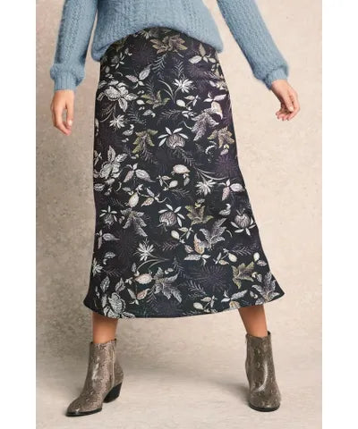 Grey Floral Slip Skirt