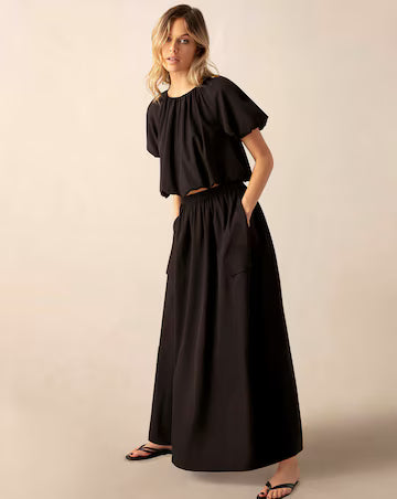 Parachute high-rise stretch-woven maxi skirt