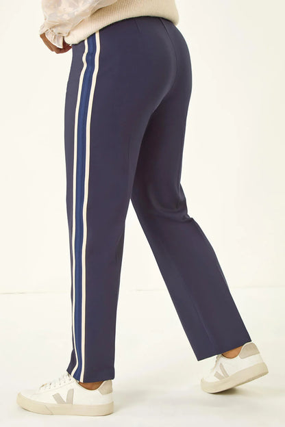 Navy Petite Side Stripe Ponte Trouser