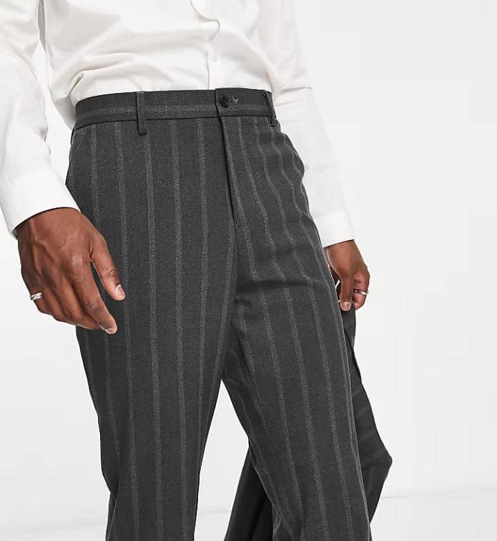 Bando Slim Fit Suit Grey Pinstripe Trousers