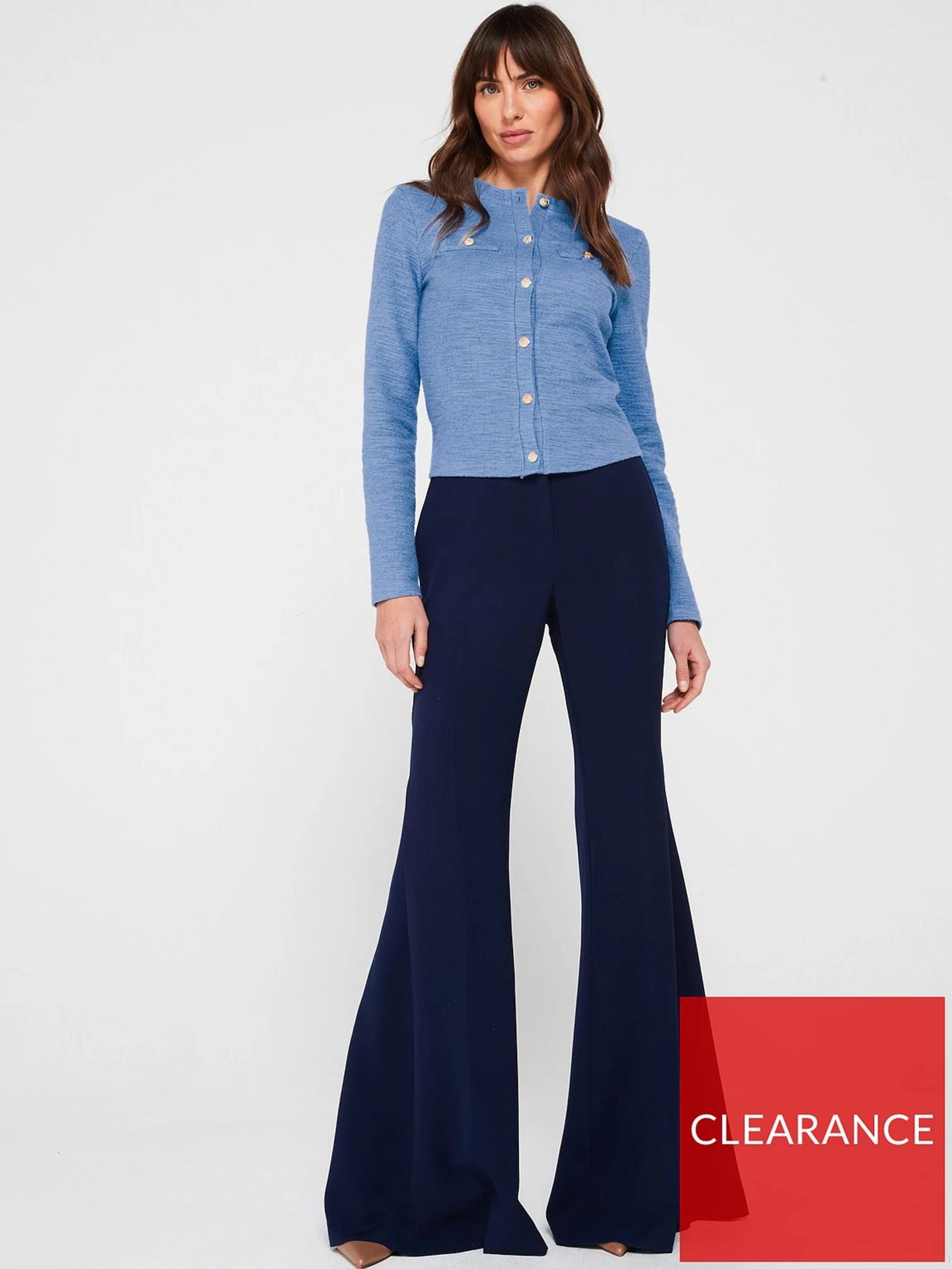 Blue Boucle Cardigan Top