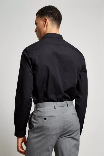 Tailored Fit Black Easy Iron Shirt