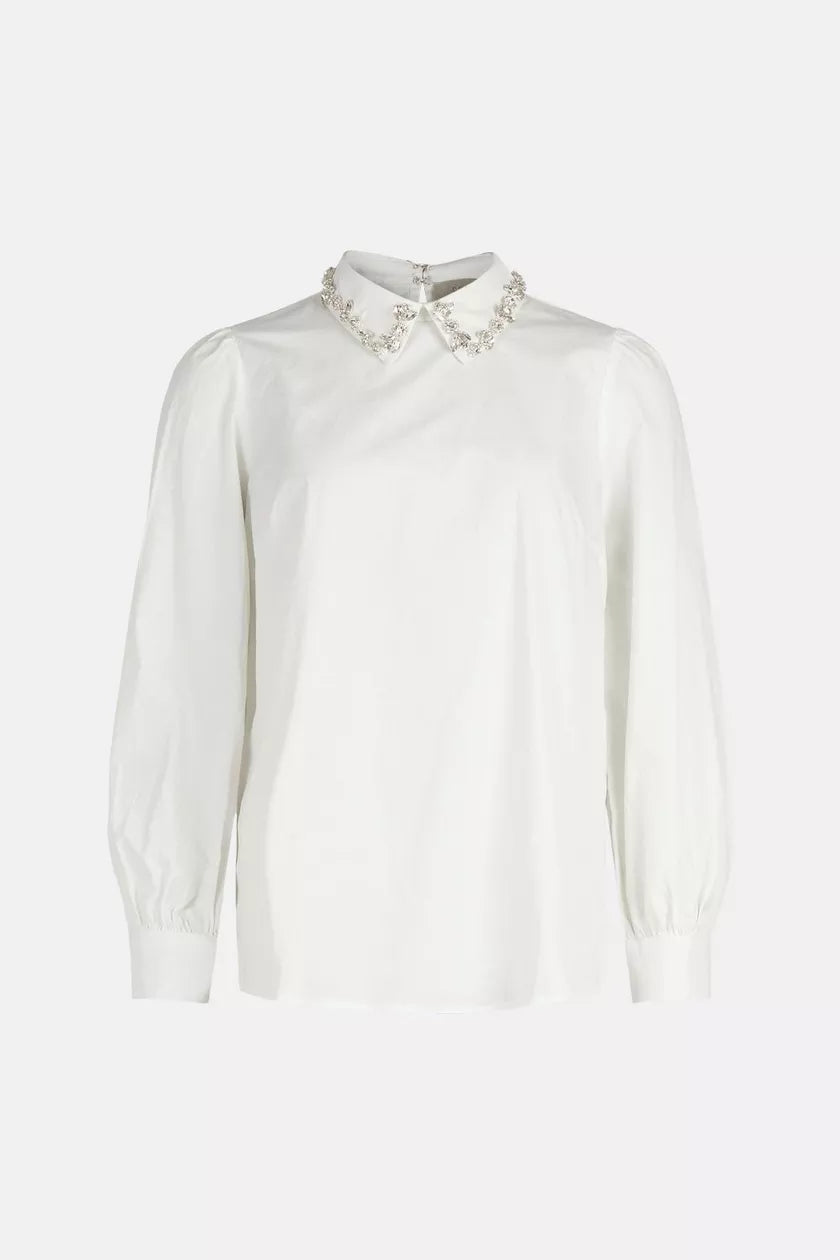 Jewel Collar Poplin Shirt