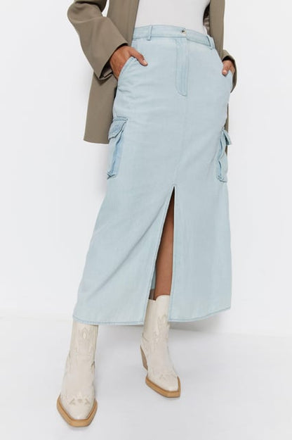 Denim Cargo Skirt Blue