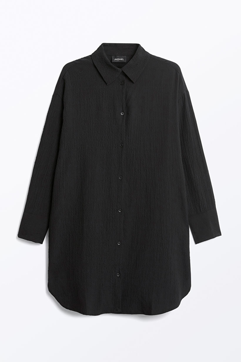 Oversized button up shirt dress Black