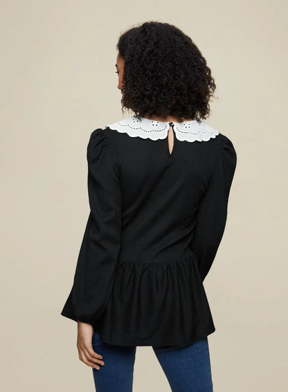 Tall Black Textured Jersey Top
