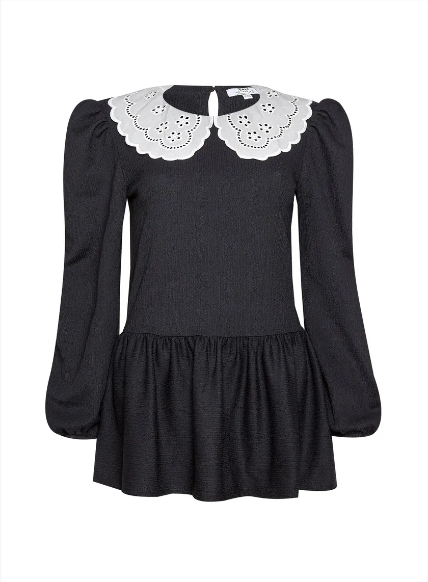 Tall Black Textured Jersey Top