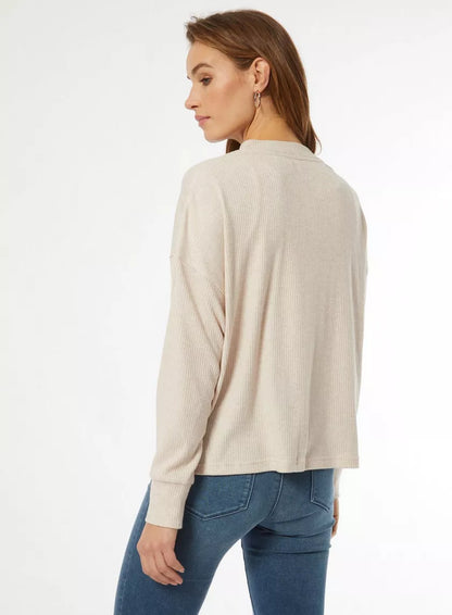 Oatmeal Brushed Knit Cardigan