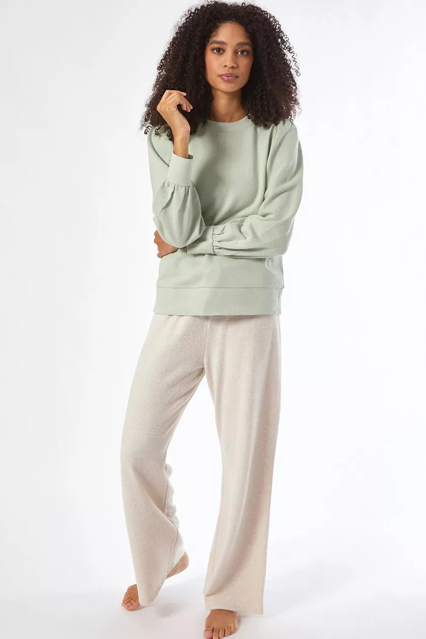 Sage Green Puff Sleeve Sweatshirt