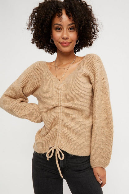 Drawcord Volume Sleeve Sweater